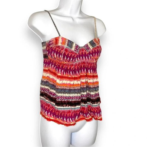 Billabong Women’s Small Ikat Print Spaghetti Strap Boho Top in Multicolor - Picture 4 of 9